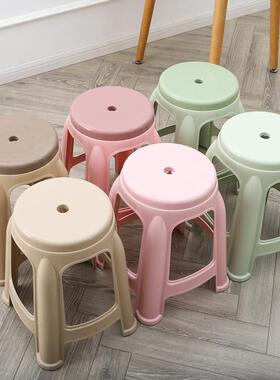 成(48086-10个装)塑料凳子熟胶加厚家用客椅子人板凳圆厅凳高可凳