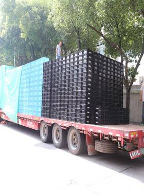 厂家现AXX货周转箱塑方料塑胶斜号插大式带盖eu蓝色长形工业物流