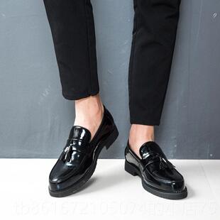高档夏季男漆皮苏男鞋黑色休闲复古英伦透气商婚鞋务正士装鞋皮鞋
