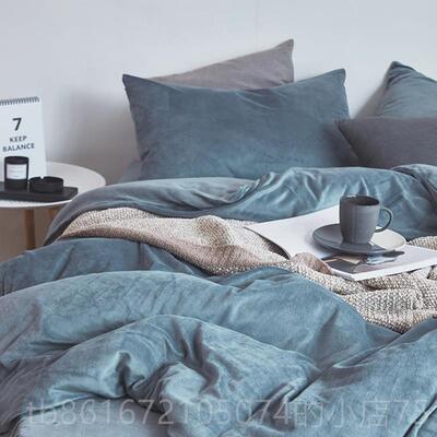 高档做定制天鹅绒床上四件套珊瑚绒定床x笠20x2229x230x250248x2.