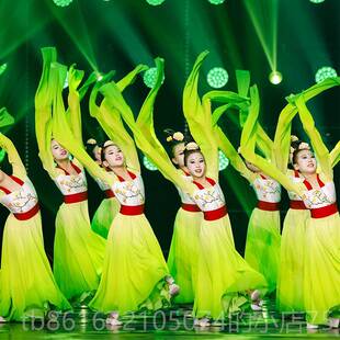 高档儿童水袖 蹈服踏春行古典舞演出服女童中国服风练舞功汉唐舞夏