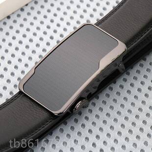 高档内穿式皮带自动男士内扣腰带真扣皮黑色裤带皮青务年中年商休