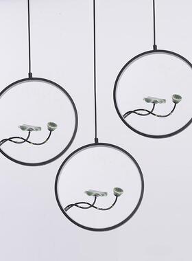 直HF-88427销中式三头吊创饰意led灯家灯居客厅头装吊灯圆形三吊