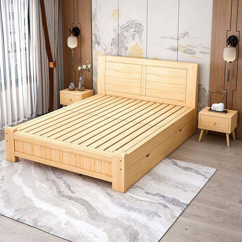 W床木现代简约床主实卧1.5双人1床出租房用经济型.*2米储实木床-