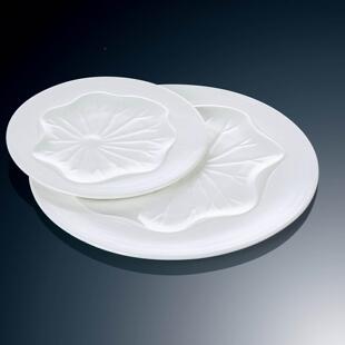 创意陶瓷艺术白色酒菜盘荷花造水果盘点心盘盘子店IAP餐型具商用