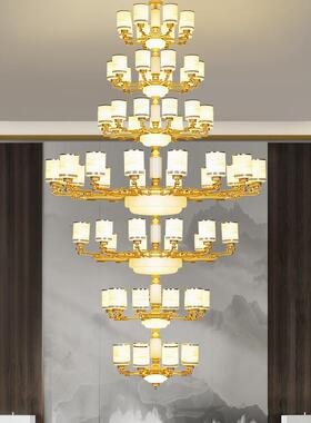 新中式墅复式别客厅大楼吊灯中空中楼挑高跃层大厅三层四层95826