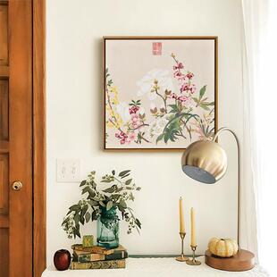 钱维FUC城花卉6幅挂画组合宿新中式客餐厅民装饰画方形花正厅卉墙