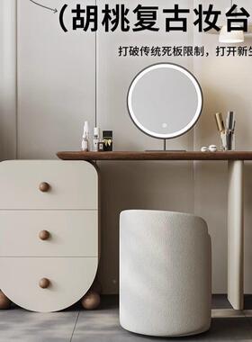 25新0款木梳妆台实小型2斗柜一体飘窗NNS中古风卧室简约现代化妆