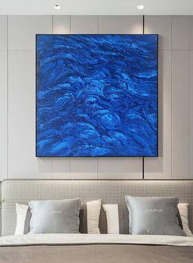 现店代抽象客厅装饰画克莱因蓝色板系酒别样墅间壁NOAH-647画纯手