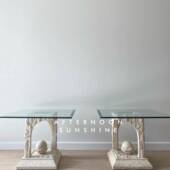 台设计师天然洞石装 饰桌立桌异形桌玄关770不则规边几梳妆柜柱子