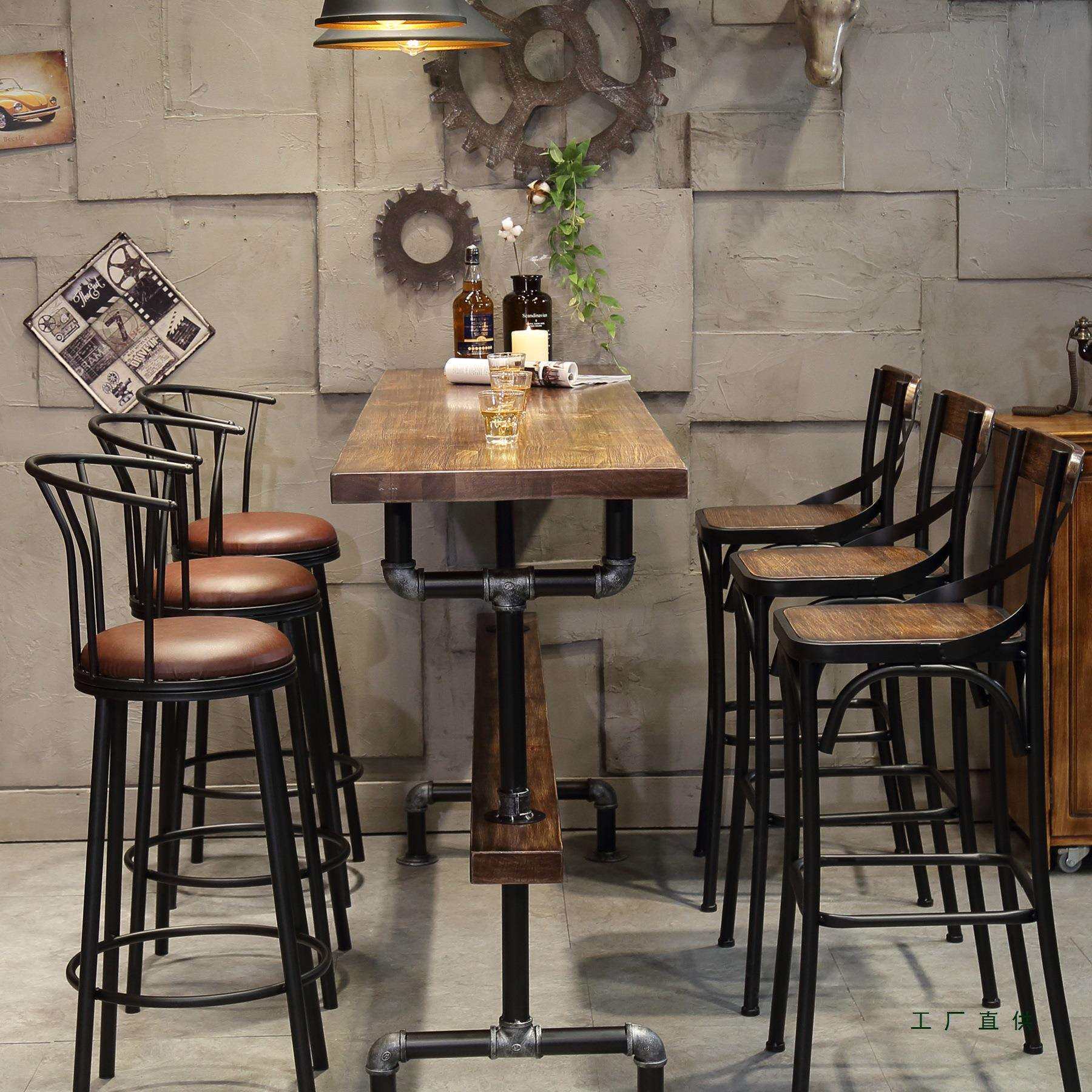 高脚桌实木靠墙桌子吧台桌椅组合长条桌家用阳台个性酒吧吧台桌小