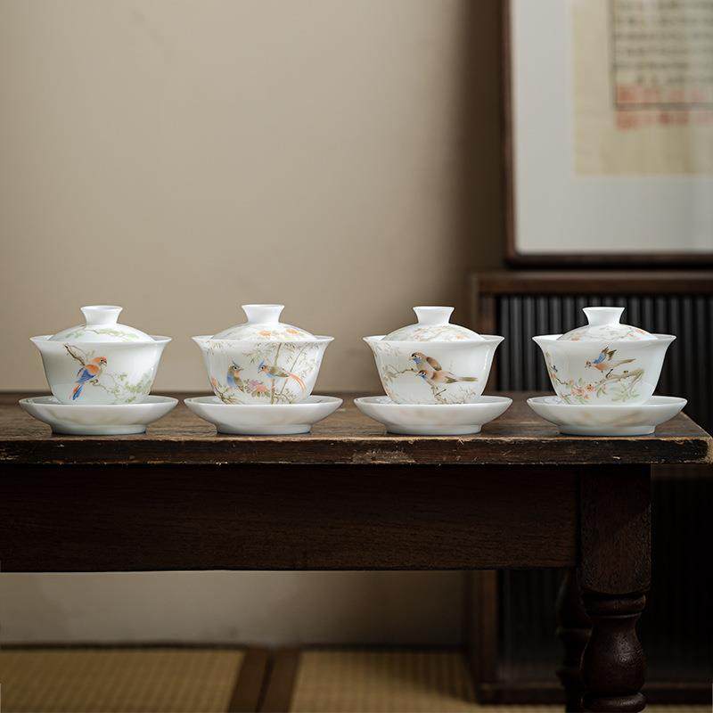 国潮风手绘冰种三才盖碗茶杯单个不烫手盖碗三才陶瓷喝茶碗泡茶盏,模玩/动漫/周边/娃圈三坑/桌游,模型制作工具/辅料耗材,淘宝优惠券,粉丝福利购,淘宝优惠卷