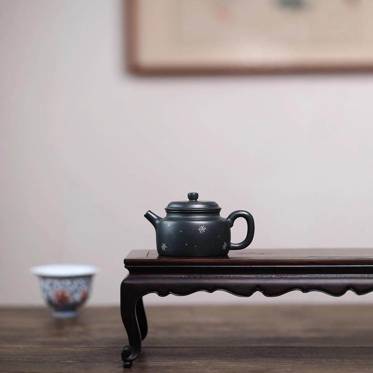 宜兴紫砂壶全手工原矿君子兰点彩高档紫砂茶壶茶具德钟壶产地直销