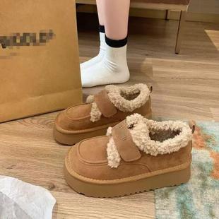新款 加厚毛毛棉鞋 冬季 勃肯鞋 保暖女鞋 加绒厚底雪地靴女款