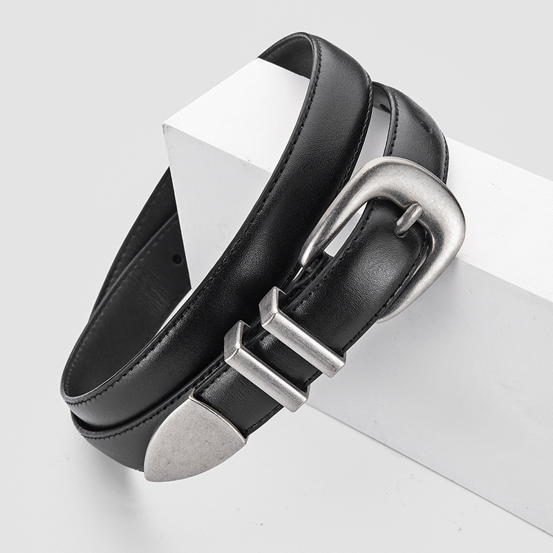 头层皮带女真皮百搭装饰马蹄扣