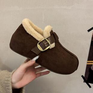 女鞋 毛毛豆豆鞋 全包勃肯鞋 加绒加厚保暖棉鞋 保暖雪地 新款 冬季