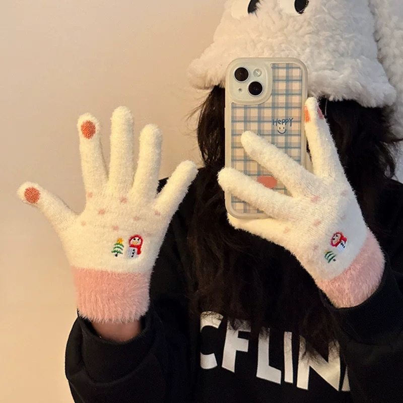 韩系针织手套冬季骑行保暖女生