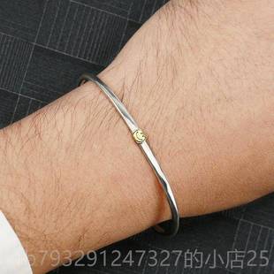 高档牛钝精工 amp Japan经典笑脸镯手纯银925情侣男手环女手链细