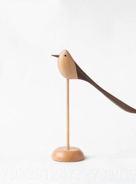 高档电北欧实木小鸟摆件木原雕办公室软装饰工艺礼品摆饰样板房视