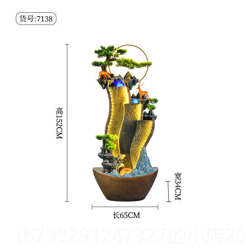 高档中式墙会所布景田园石磨水幕流水墙摆循件屏风庭院喷泉自水隔