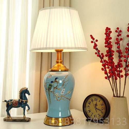 新款新中灯式美陶瓷台馨灯床头卧室客厅角几书房式复古温高级高档