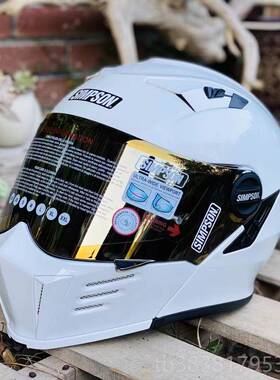 新款现货维SIMPSON辛普森揭面盔碳纤S哈第雷风格匪帮头盔印安D全