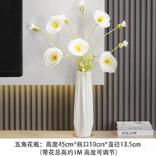 高档地陶瓷大号色花瓶轻奢白高级感客代厅落家居装饰简约现干插花