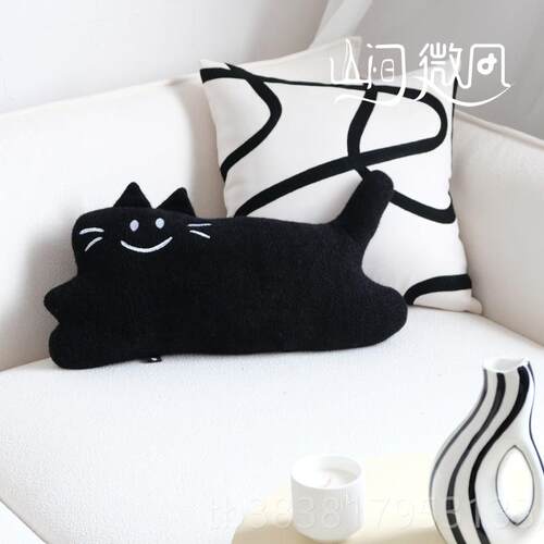 新款原创猫抱枕厅北咪欧ins风白色灰色靠包靠枕客沙抱枕猫发腰枕