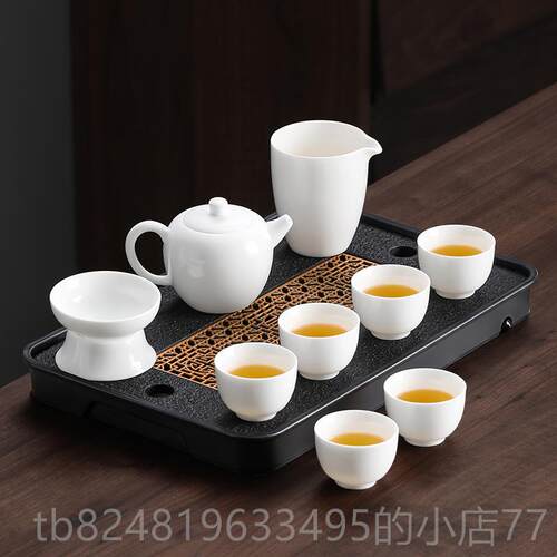 高档功夫茶具套2组025新款脂玉轻羊奢高档家用泡茶白瓷盖碗茶瓷壶