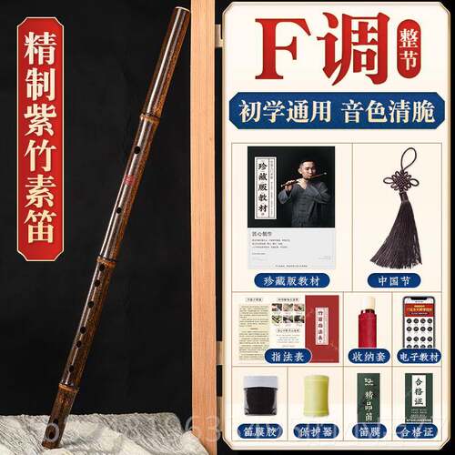 高档竹竹笛古演风紫素笛专笛业笛子初学成人奏级横儿童乐器