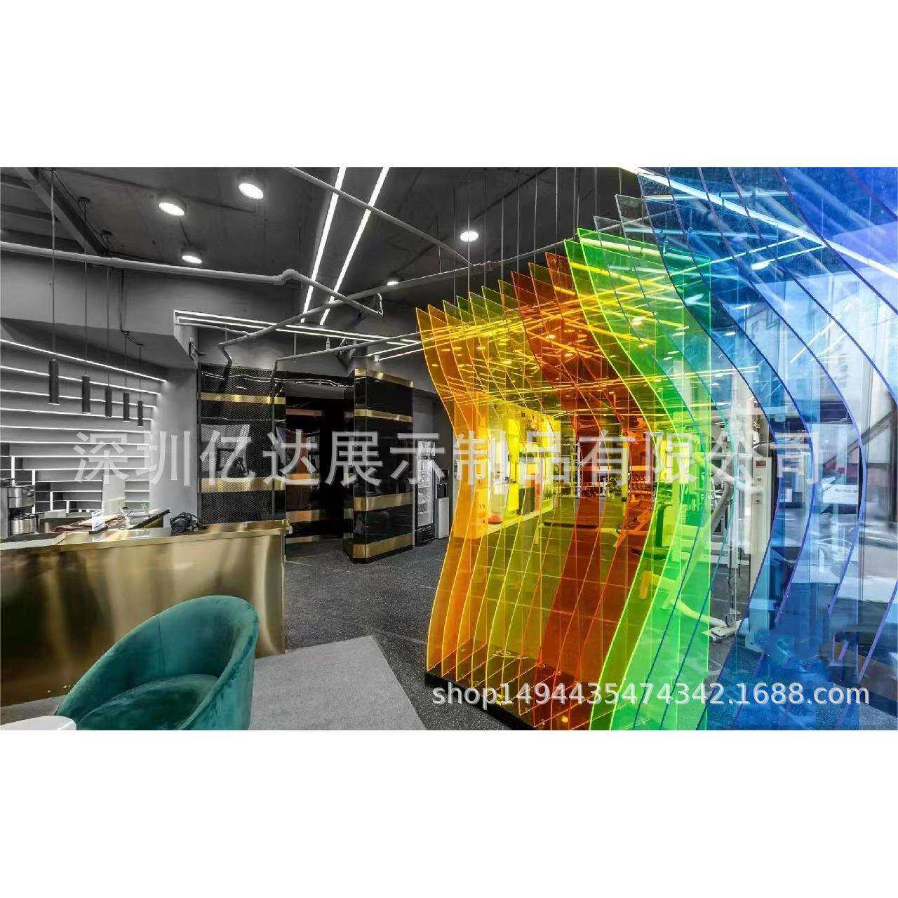 渐变色亚克力板幻彩色磨砂装饰广告牌隔板炫彩半透明展示盒子