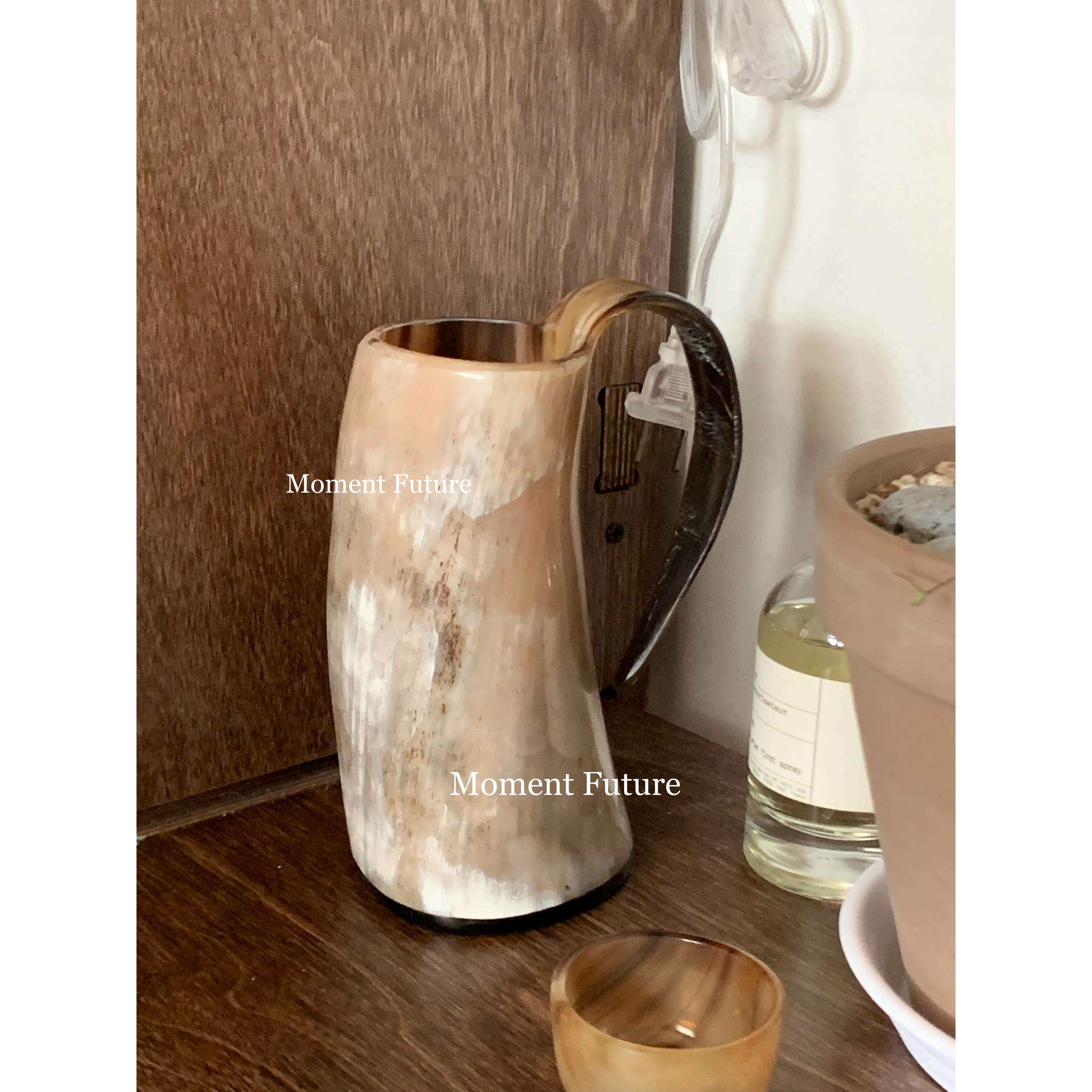 MomentFuture韩系复古异性酒杯茶杯花瓶手工牛角陈列摆件装饰品