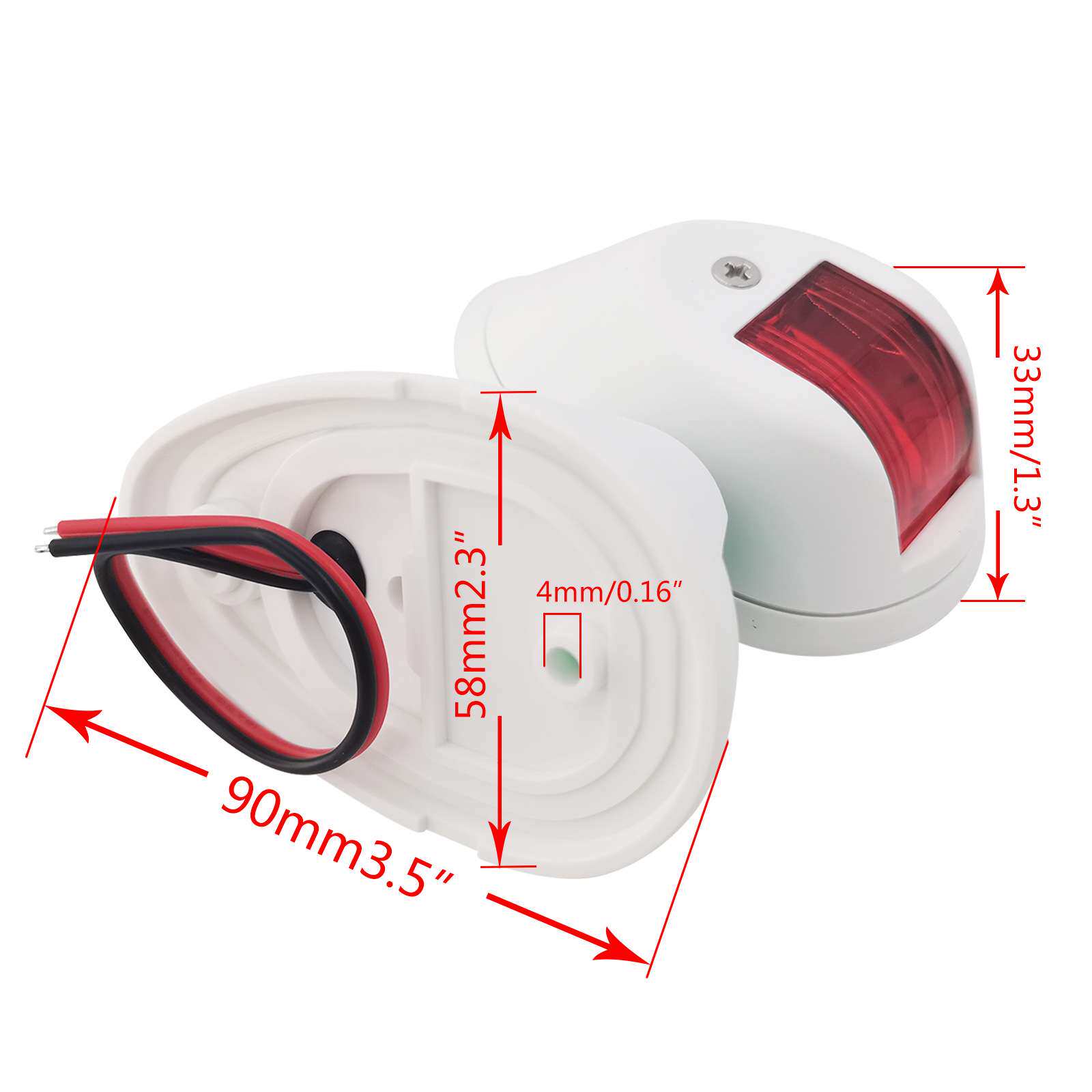 白色左右舷灯91.5*59*12-24V LED 小艇用航行灯船用游艇五金配件