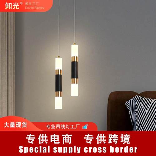 极简高级感灯具现代简约设计师款主卧房间双头吊线卧室床头小吊灯