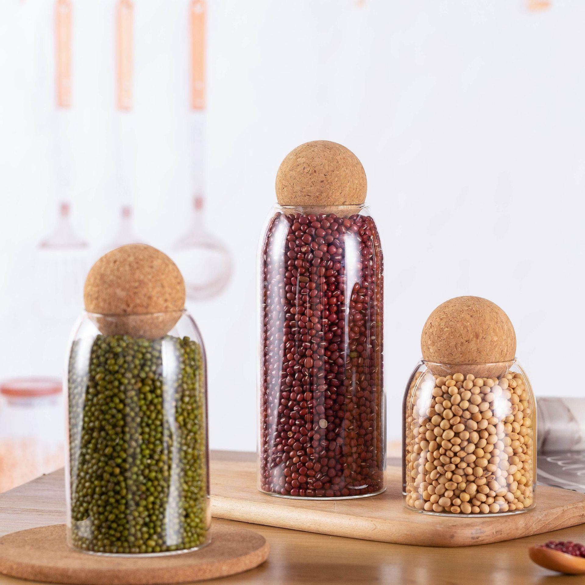 玻璃密封茶叶罐软木塞大容量咖啡豆保存罐储物杂粮收纳咖啡罐