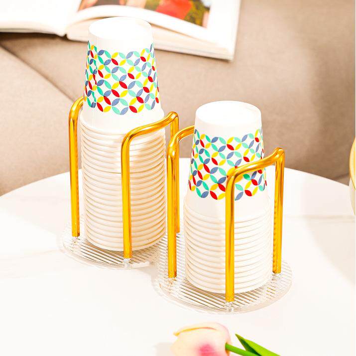 亚克力纸杯架一次性杯子取杯器桌面放水杯收纳架子水吧茶杯置物架