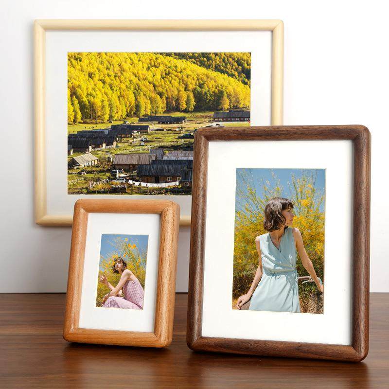 黑胡桃木相框实木榫卯圆角摆台5 6寸7 8 10 12寸A4洗照片做成相框