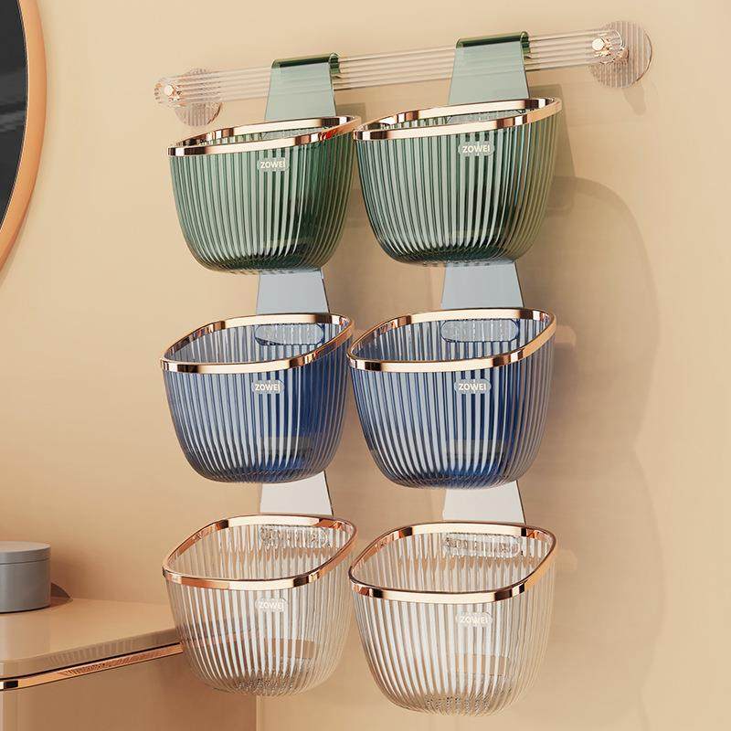 水晶挂篮浴室置物篮多功能壁挂收纳篮时尚电镀透明置物架免打孔