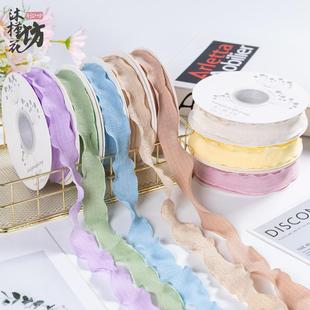 拷边褶皱花边母亲节送礼装 饰织带礼品皱纹边鲜花花束棉缎25mm