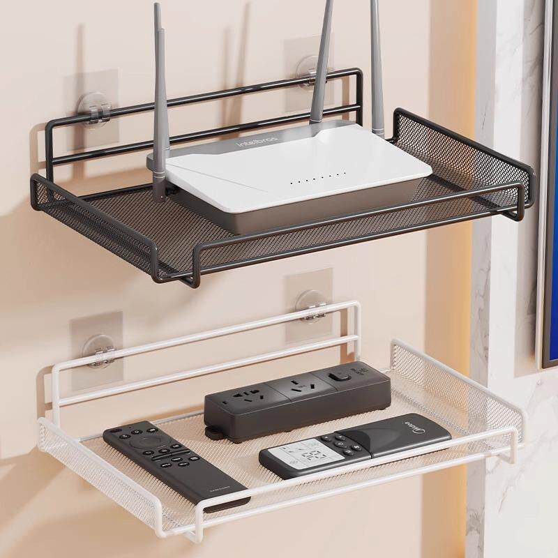 路由器置物架电视机显示器下方机顶盒光猫壁挂式托架铁艺收纳支架