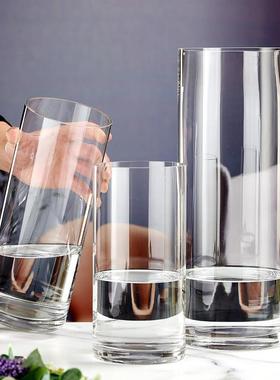 大号透明直筒玻璃花瓶人工吹制落地加厚圆柱形玻璃瓶简约百搭