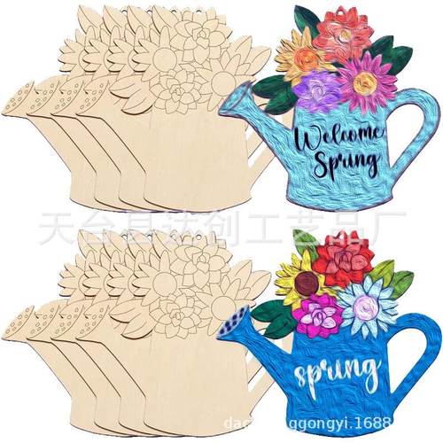 简约空白花篮形木质饰品木片 diy创意装饰品工艺品拍摄背景挂饰