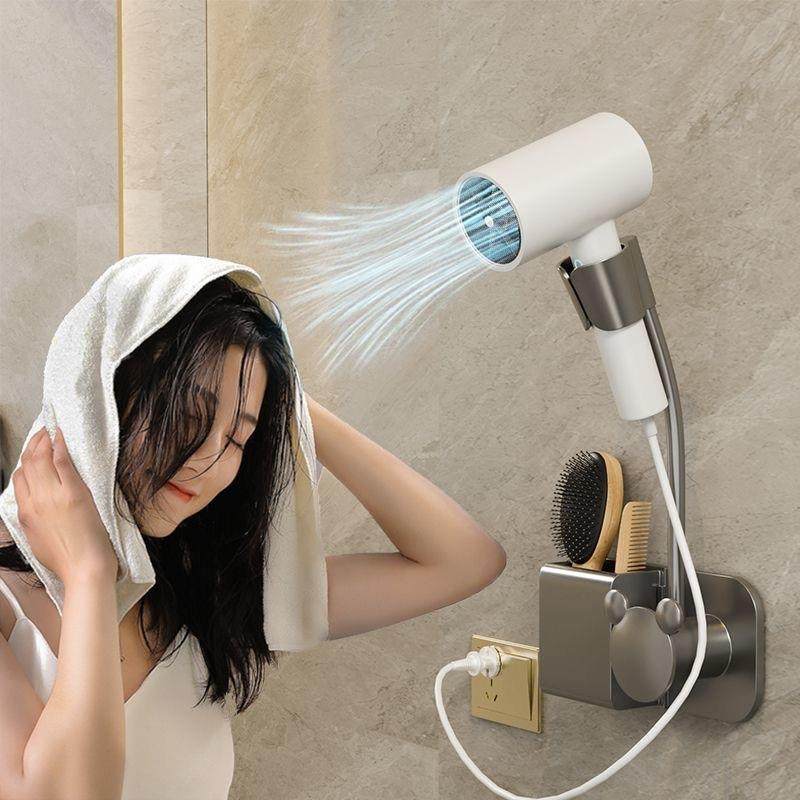懒人吹风机架 浴室置物架免打孔可旋转壁挂电吹风风筒收纳架挂架