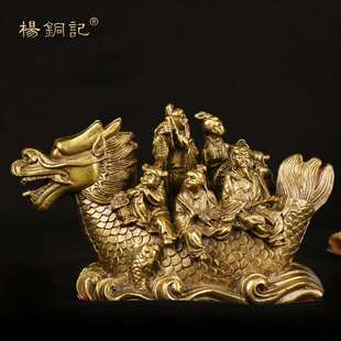 杨铜记 铜八仙过海一帆风顺龙船 帆船 摆件店铺公司开业礼品