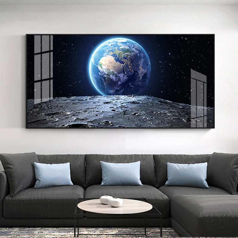 太空挂画现代客厅装饰画沙发背景墙星空地球宇宙男孩卧室床头壁画