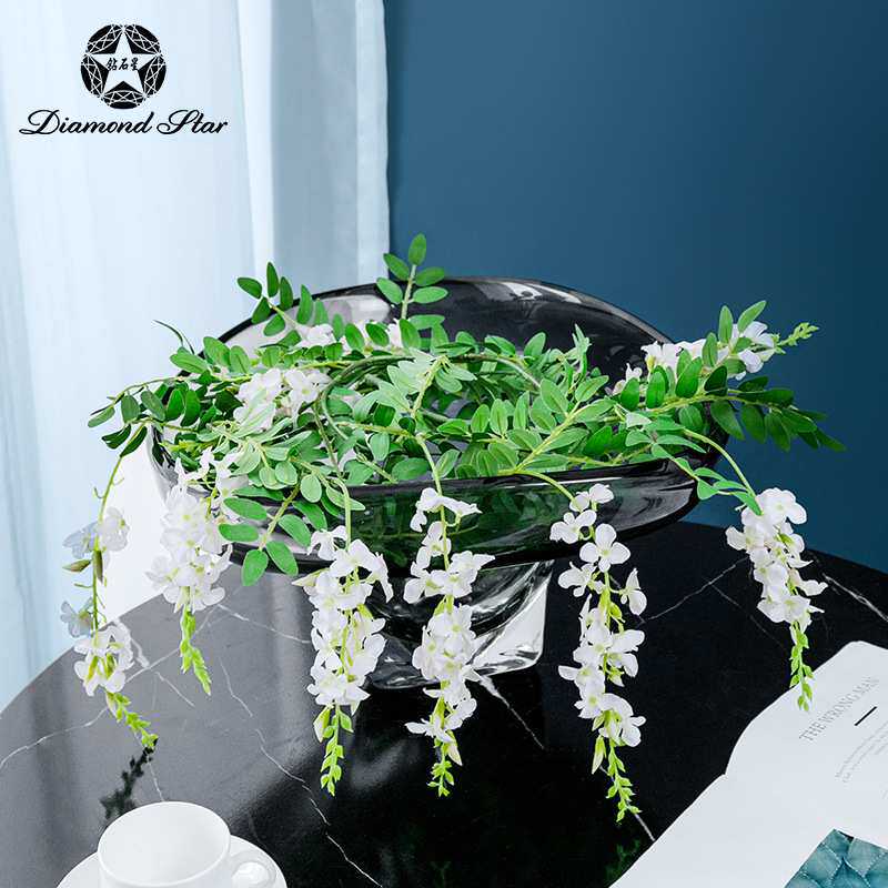 钻石星大玻璃花盆花瓶轻奢透明种植装饰插花器大果盘装饰摆件花盆