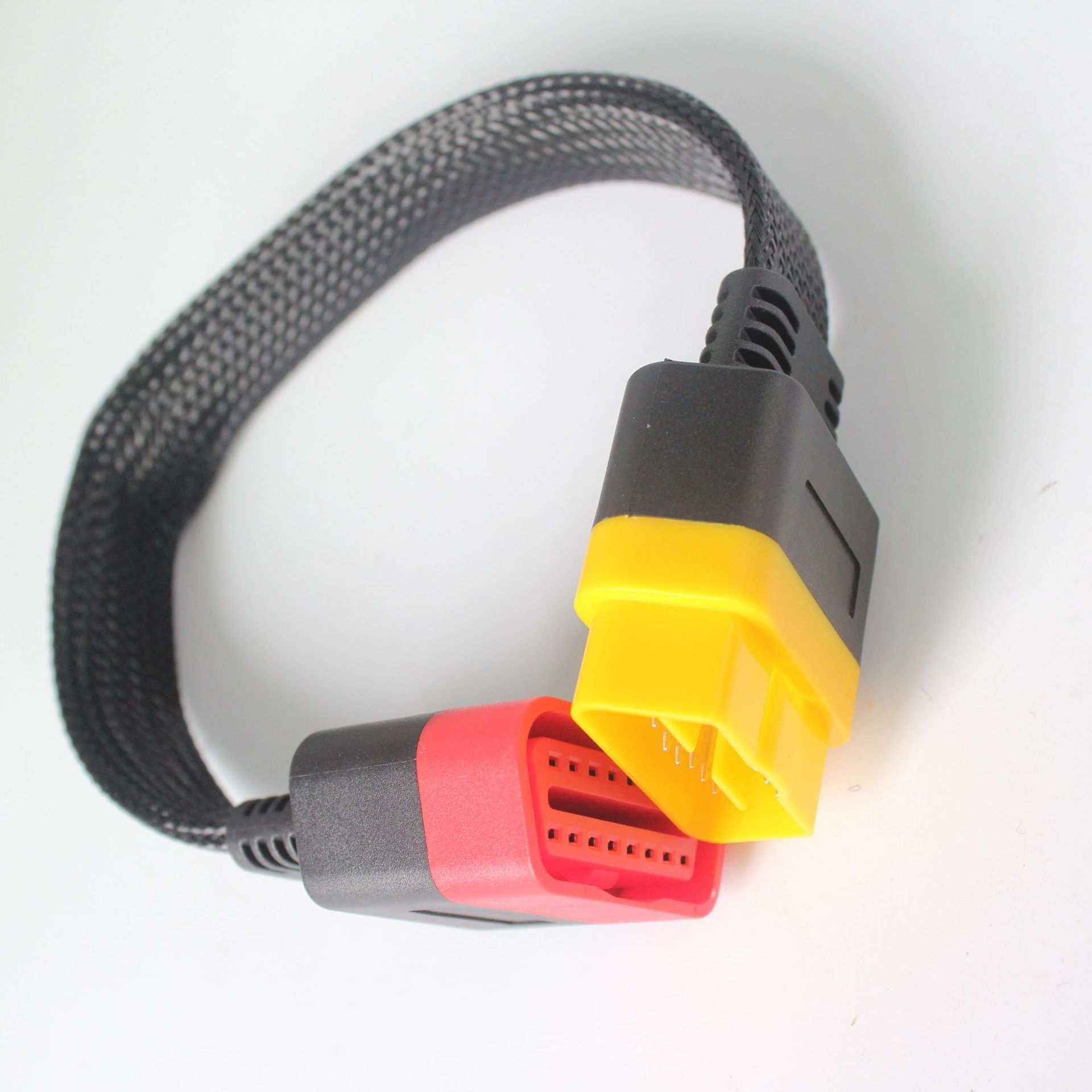 现货OBD2延长线X431检测插头16针芯全通电鹅颈式扁线转接线16PIN