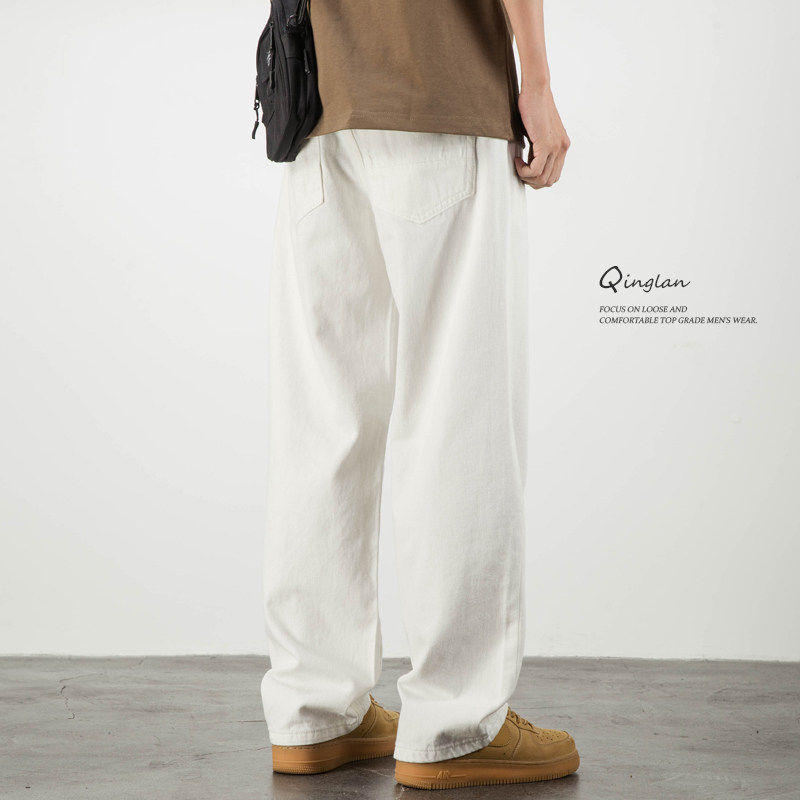白色牛仔裤男宽松直筒阔腿垂感潮流休闲百搭秋冬裤子2025新款