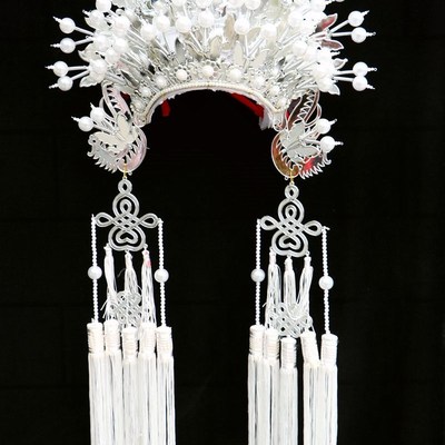 白凤冠头饰 影楼摄影 凤冠霞帔 婚礼婚庆 中式婚礼 公主帽