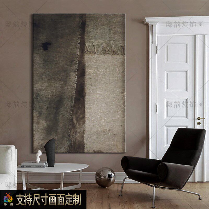 宅寂侘寂风客厅过道挂画民宿酒店房间床头装饰画软装油画布无框画